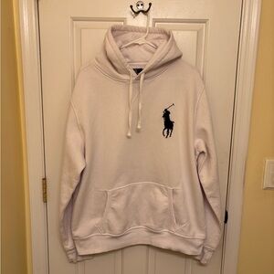 Polo by Ralph Lauren Men's White Large Logo Pullover Hoodie Sweatshirt